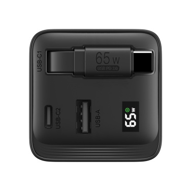 Logotrade Werbeartikel das Foto: Urban Vitamin Mendocino 65W GaN-Charger mit einziehb. Kabel