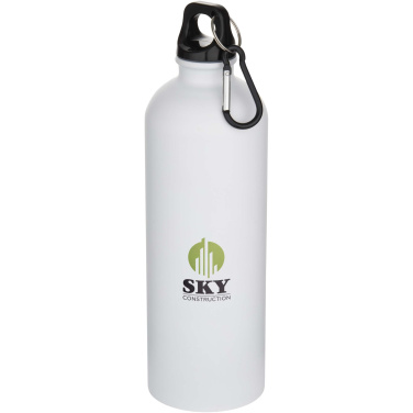 Logotrade Werbeartikel das Foto: Oregon 750 ml matte RCS-zertifizierte, einwandige Trinkflasche aus recyceltem Edelstahl mit Karabinerhaken