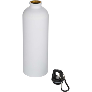 Logotrade Firmengeschenke das Foto: Oregon 750 ml matte RCS-zertifizierte, einwandige Trinkflasche aus recyceltem Edelstahl mit Karabinerhaken