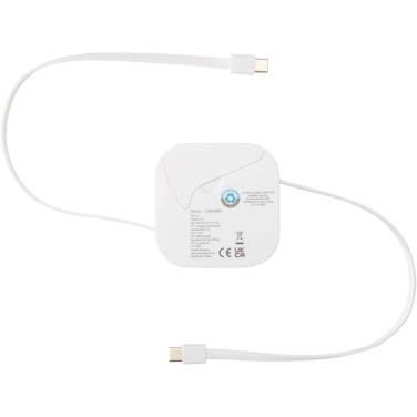 Logotrade Logogeschenke das Foto: Gloas Aufrollbares 5 in 1 Kabel aus Recyclingmaterial mit Datensynchronisierung und 100 W Schnellladefunktion sowie Smartphone Toolkit