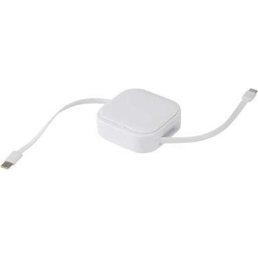 Logotrade Werbeartikel das Foto: Gloas Aufrollbares 5 in 1 Kabel aus Recyclingmaterial mit Datensynchronisierung und 100 W Schnellladefunktion sowie Smartphone Toolkit