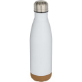 Cove 500 ml doppelwandige, vakuumisolierte Trinkflasche aus Edelstahl mit Korkdetails, Weiß