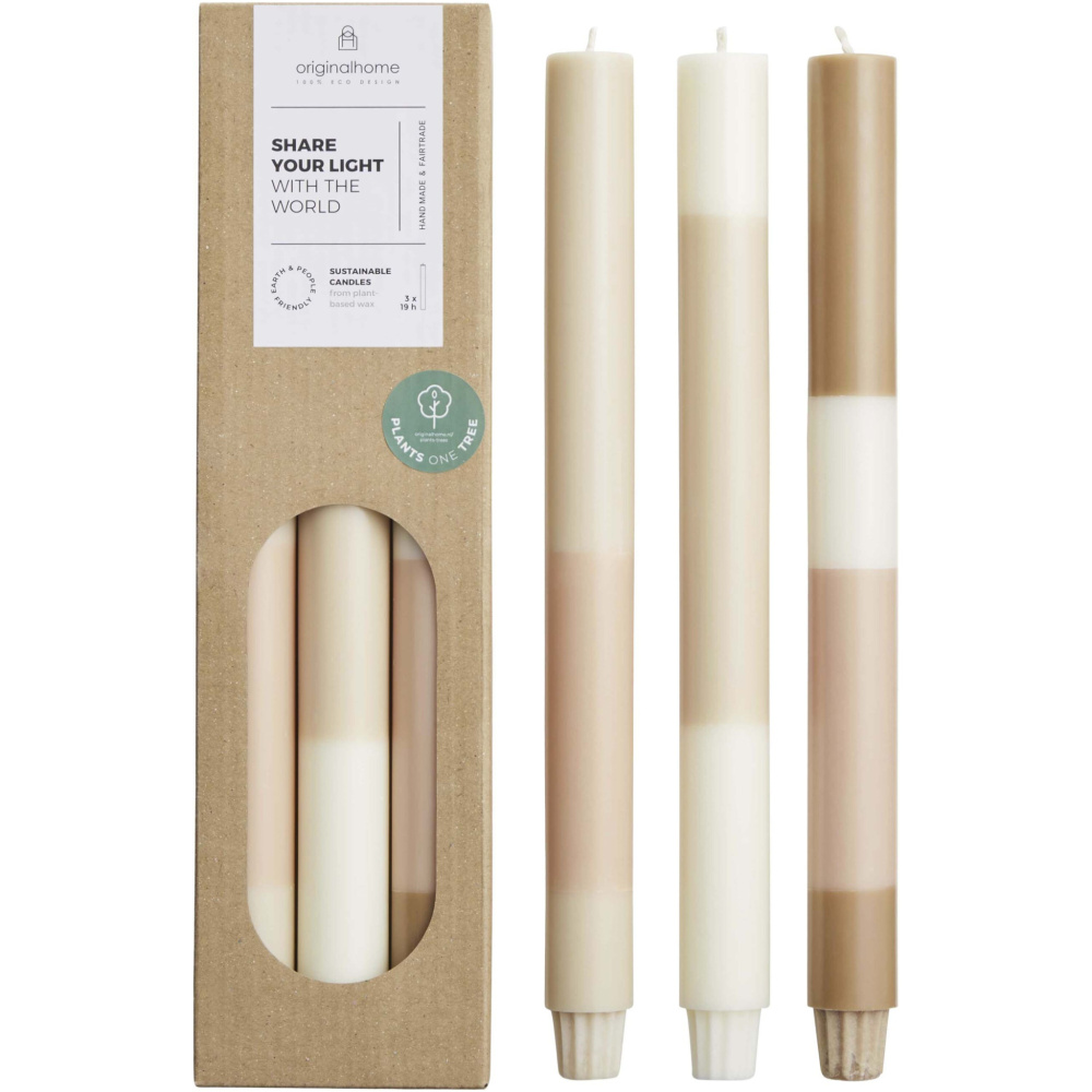 Logotrade Werbeartikel das Foto: Originalhome Kerzen im Streifendesign – 3er-Set