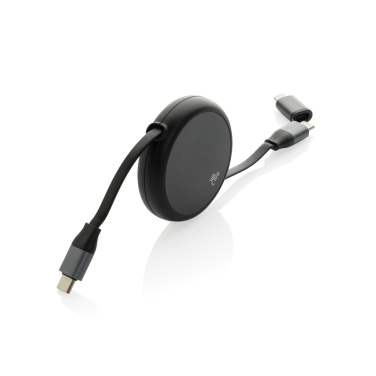 Logotrade Firmengeschenke das Foto: Terra ausziehbares 240W 2-in-1 Kabel aus RCS rec. Aluminium