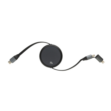 Logotrade Geschäftsgeschenke das Foto: Terra ausziehbares 240W 2-in-1 Kabel aus RCS rec. Aluminium