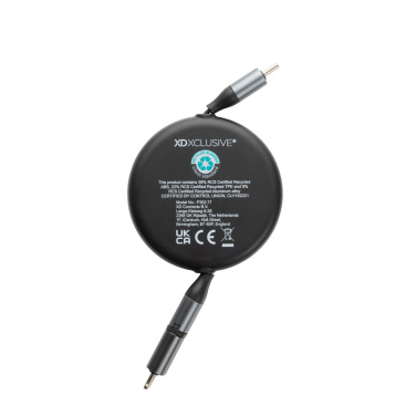 Logotrade Werbegeschenke das Foto: Terra ausziehbares 240W 2-in-1 Kabel aus RCS rec. Aluminium