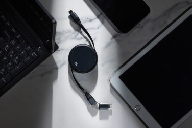 Logotrade Werbegeschenke das Foto: Terra ausziehbares 240W 2-in-1 Kabel aus RCS rec. Aluminium