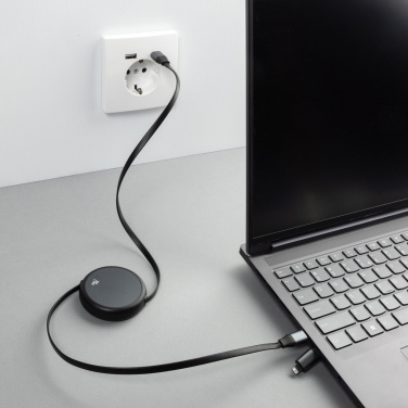 Logotrade Geschäftsgeschenke das Foto: Terra ausziehbares 240W 2-in-1 Kabel aus RCS rec. Aluminium