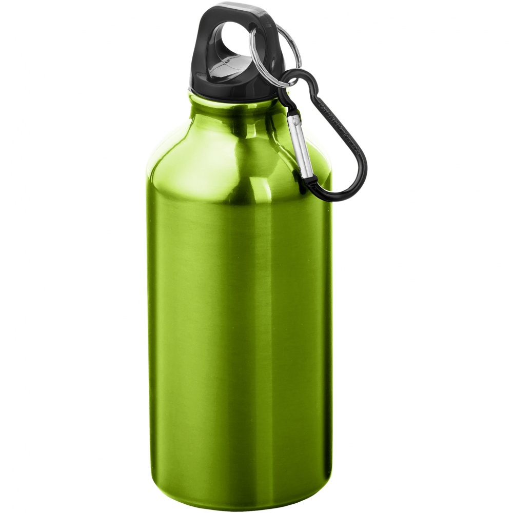 Logo trade promotional items image of: Oregon 400 ml aluminium water bottle with carabiner