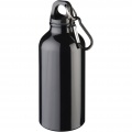 Oregon 400 ml aluminium water bottle with carabiner, Solid black