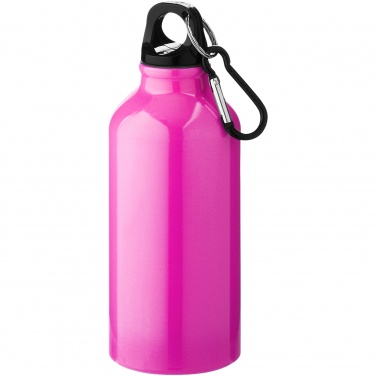 Logo trade promotional gifts picture of: Oregon 400 ml aluminium water bottle with carabiner