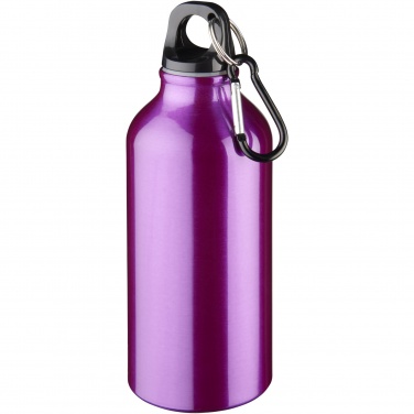 Logo trade promotional giveaway photo of: Oregon 400 ml aluminium water bottle with carabiner