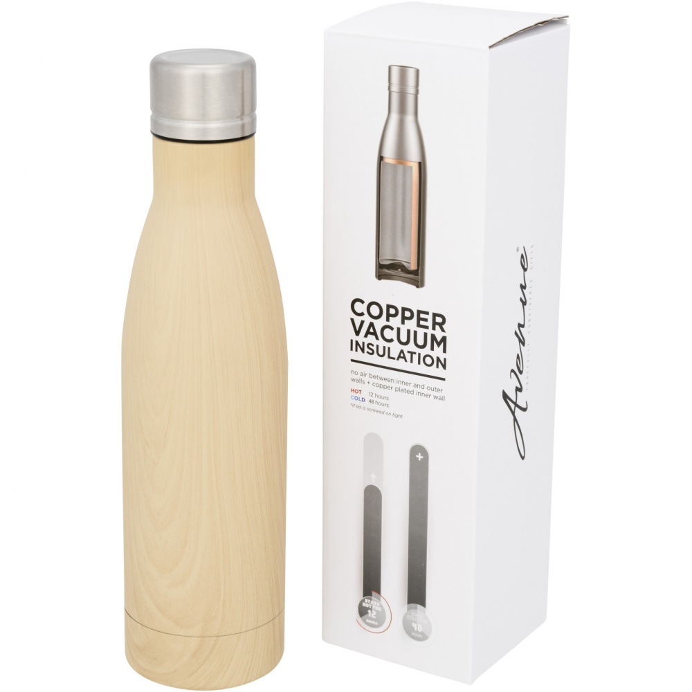 Logo trade promotional merchandise image of: Vasa 500 ml wood-look copper vacuum insulated bottle