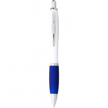 Logo trade promotional products image of: Nash ballpoint pen with white barrel and coloured grip