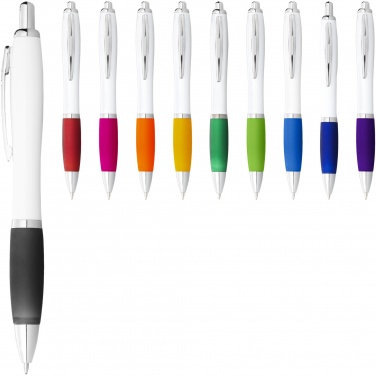 Logo trade promotional merchandise photo of: Nash ballpoint pen with white barrel and coloured grip