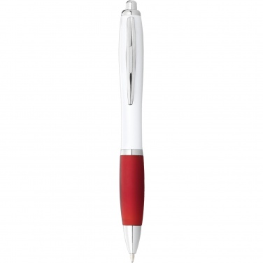 Logotrade promotional product picture of: Nash ballpoint pen with white barrel and coloured grip