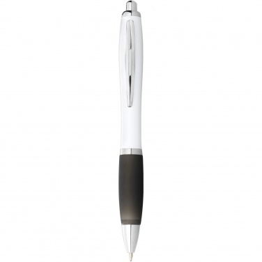 Logo trade promotional giveaways image of: Nash ballpoint pen with white barrel and coloured grip