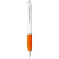 Nash ballpoint pen with white barrel and coloured grip, White / Orange