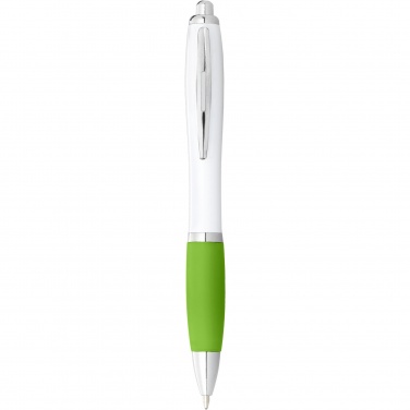 Logo trade promotional giveaways picture of: Nash ballpoint pen with white barrel and coloured grip