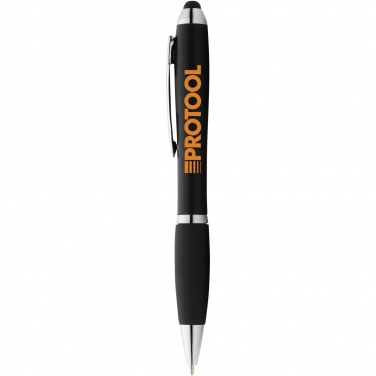 Logo trade promotional giveaways picture of: Nash coloured stylus ballpoint pen with black grip