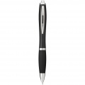 Nash ballpoint pen with coloured barrel and grip, Solid black