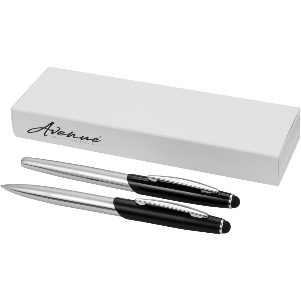 Logo trade promotional merchandise image of: Geneva stylus ballpoint pen and rollerball pen set