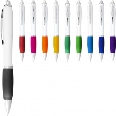 Logo trade promotional products image of: Nash ballpoint pen white barrel and coloured grip