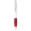 Nash ballpoint pen white barrel and coloured grip, White / Red