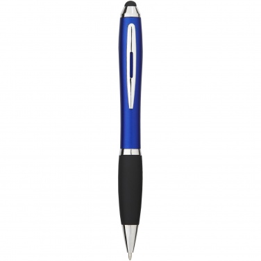 Logo trade promotional items picture of: Nash coloured stylus ballpoint pen with black grip