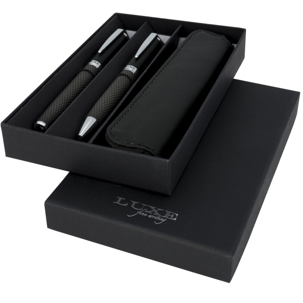 Logotrade advertising products photo of: Carbon duo pen gift set with pouch