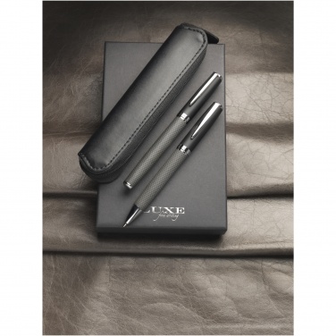 Logotrade business gift image of: Carbon duo pen gift set with pouch