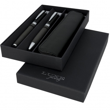 Logo trade promotional giveaways picture of: Carbon duo pen gift set with pouch