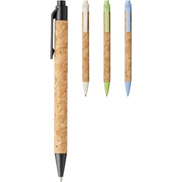 Logo trade promotional item photo of: Midar cork and wheat straw ballpoint pen