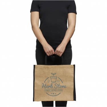 Logo trade promotional items image of: Harry coloured edge jute tote bag 25L