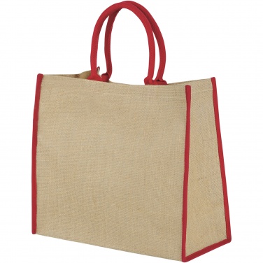 Logo trade promotional giveaway photo of: Harry coloured edge jute tote bag 25L