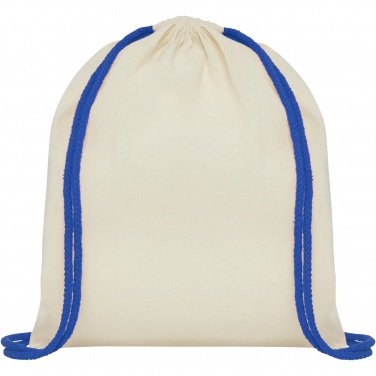 Logo trade promotional giveaways picture of: Oregon 100 g/m² cotton drawstring bag with coloured cords 5L