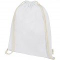 Orissa 100 g/m² organic cotton drawstring bag 5L, White