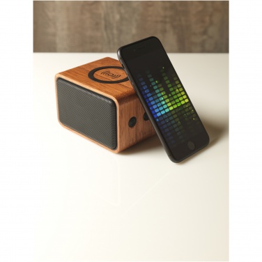 Logo trade promotional item photo of: Wooden 3W speaker with wireless charging pad