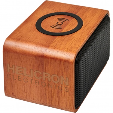 Logo trade promotional merchandise picture of: Wooden 3W speaker with wireless charging pad