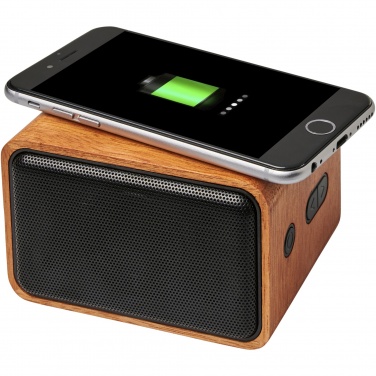 Logo trade promotional giveaway photo of: Wooden 3W speaker with wireless charging pad