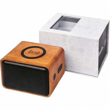 Logotrade advertising products photo of: Wooden 3W speaker with wireless charging pad