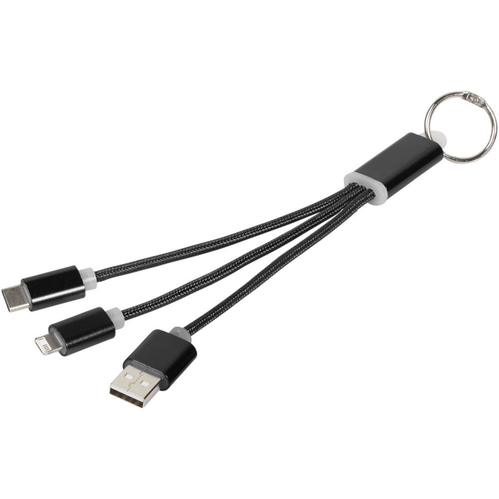 Logo trade business gift photo of: Metal 3-in-1 charging cable with keychain