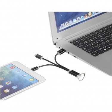 Logo trade promotional item photo of: Metal 3-in-1 charging cable with keychain