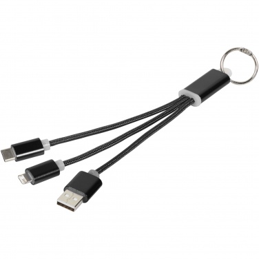 Logo trade advertising products picture of: Metal 3-in-1 charging cable with keychain