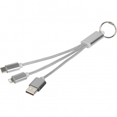 Logo trade advertising product photo of: Metal 3-in-1 charging cable with keychain