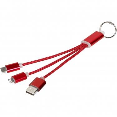 Logo trade advertising products picture of: Metal 3-in-1 charging cable with keychain