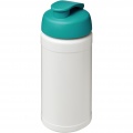 Baseline® Plus 500 ml flip lid sport bottle, White / Aqua