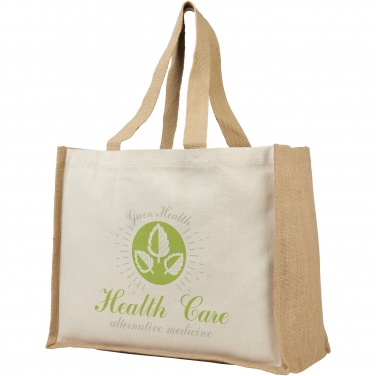 Logo trade business gifts image of: Varai 320 g/m² canvas and jute shopping tote bag 23L