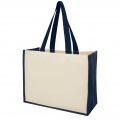 Varai 320 g/m² canvas and jute shopping tote bag 23L, Navy