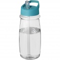 H2O Active® Pulse 600 ml spout lid sport bottle, Transparent / Aqua blue